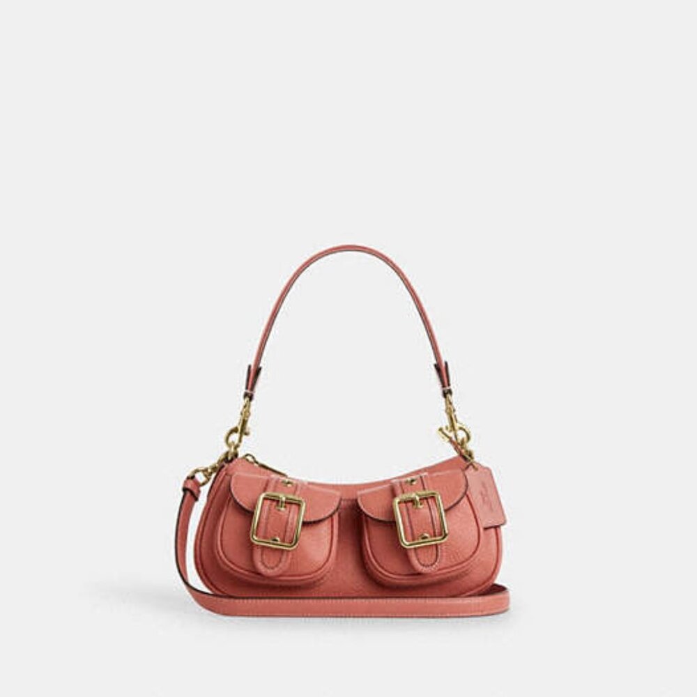 Coach Pebble Leather Ashton Bag Burnt Coral Pink New